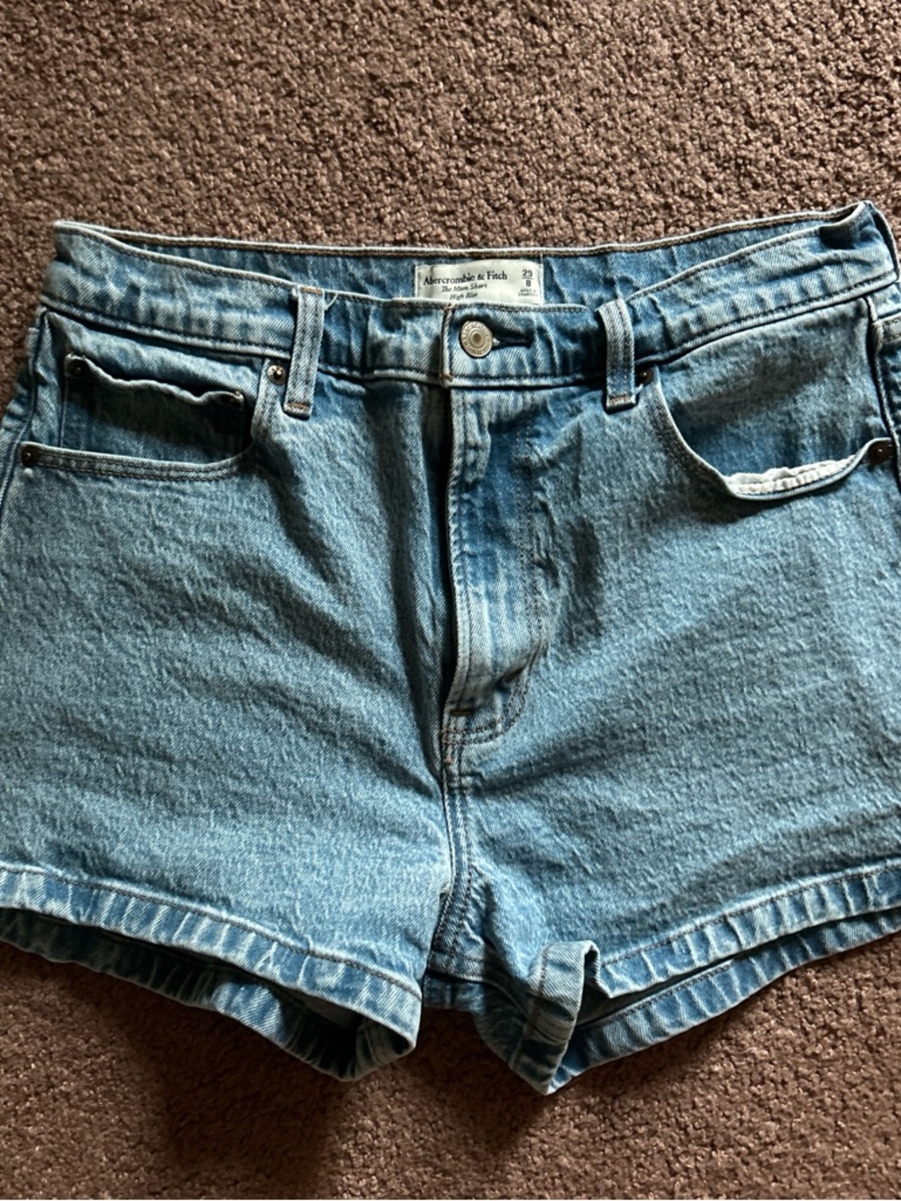 Abercrombie & Fitch Faded Blue High-Rise Denim Shorts